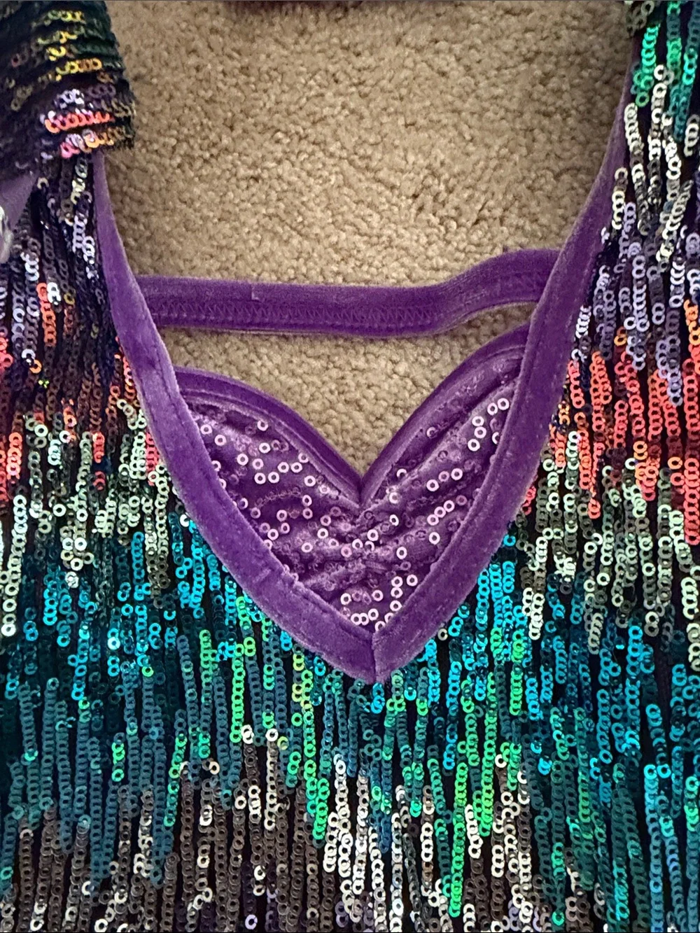 Weissman IC intermediate child approx 8 Purple Multicolor Sequin Dance Costume